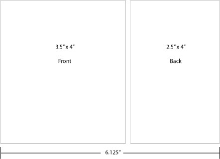 die lines for special sized labels 3.5"x4" front - 2.5"x4" for back